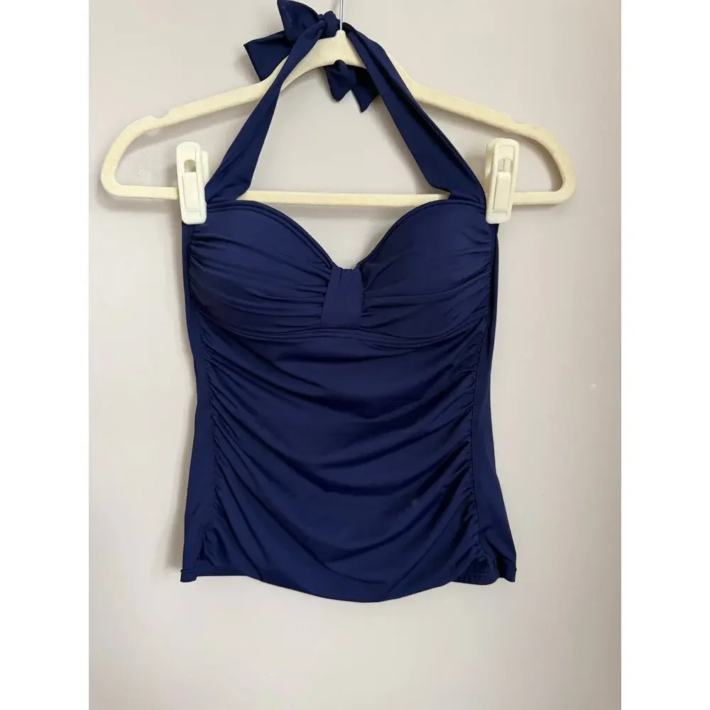 Tommy Bahama Navy Halter Tankini‎ Swim Top with Bow Bust Size XS